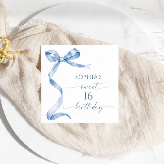ブルーボウスウィート16バースデーパーティー スタンダードカクテルナプキン