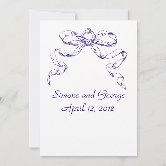 ブルーボウスワッグ結婚式招待状 招待状 (裏面)