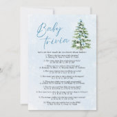 ブルーボウズのクリスマスベイビーシャワーベイビートリビアゲーム 招待状 (正面)