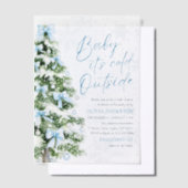 ブルーボウズベビーベビーシャワー外が寒い ベラム紙招待状 (オフセット)