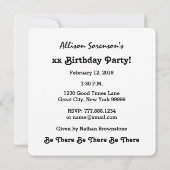 ブルーボウズ任意の年の誕生日名前をカスタムするW30Z 招待状 (裏面)