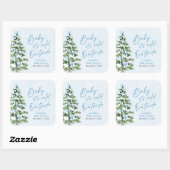 ブルーボウズ男の子ベビー寒い外の赤ちゃんシャワー スクエアシール (シート)