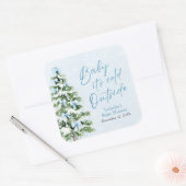 ブルーボウズ男の子ベビー寒い外の赤ちゃんシャワー スクエアシール (封筒)