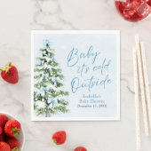 ブルーボウズ男の子ベビー寒い外の赤ちゃんシャワー スタンダードランチョンナプキン (インサイチュ)