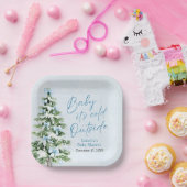 ブルーボウズ男の子ベビー寒い外の赤ちゃんシャワー ペーパープレート (パーティー)