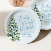 ブルーボウズ男の子ベビー寒い外の赤ちゃんシャワー ペーパープレート
