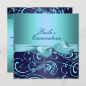 ブルーボウズ&スワールキンセニェラ招待状 招待状 (正面/裏面)