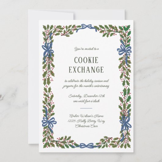 ブルーボウズ&ホリーガーランド 招待状 (正面)