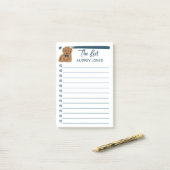 ブルーボウタイとプードル絵画ドッグのリスト ポストイット (デスク上)