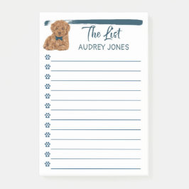 ブルーボウタイとプードル絵画ドッグのリスト ポストイット