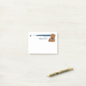 ブルーボウタイのノート絵画付きプードル犬 ポストイット (デスク上)