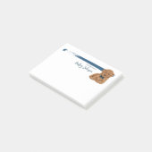 ブルーボウタイのノート絵画付きプードル犬 ポストイット (アングル)