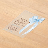 ブルーボウタイイングザノットブライダルシャワー アクリル招待状 (レイダウン)