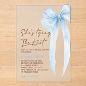 ブルーボウタイイングザノットブライダルシャワー アクリル招待状 (正面)