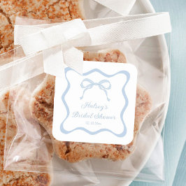 ブルーボウタイイングザノットブライダルシャワー スクエアシール