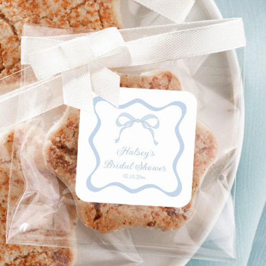 ブルーボウタイイングザノットブライダルシャワー スクエアシール