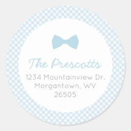 ブルーボウタイジンガム赤ちゃんシャワー ラウンドシール