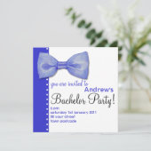 ブルーボウタイバチュラーパーティ招待状 招待状 (スタンド正面)