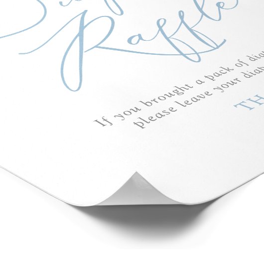 ブルーボウタイボーイベビーシャワーおむつラッフルサイン ポスター (角)