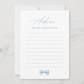 ブルーボウタイボーイベビーシャワーアドバイスカード 招待状 (正面)