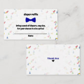 ブルーボウタイ男の赤ちゃんシャワーおむつラッフルカード エンクロージャーカード (正面/裏面)