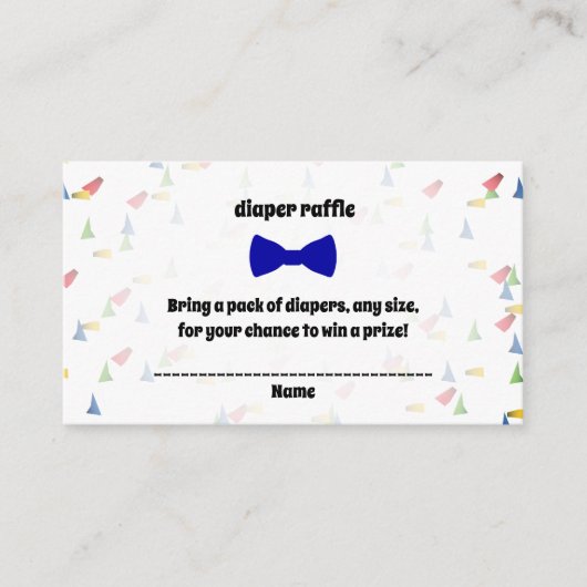 ブルーボウタイ男の赤ちゃんシャワーおむつラッフルカード エンクロージャーカード (正面)