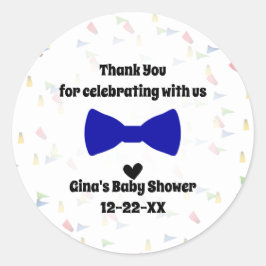 ブルーボウタイ赤ちゃん男の子シャワーの好意 ラウンドシール