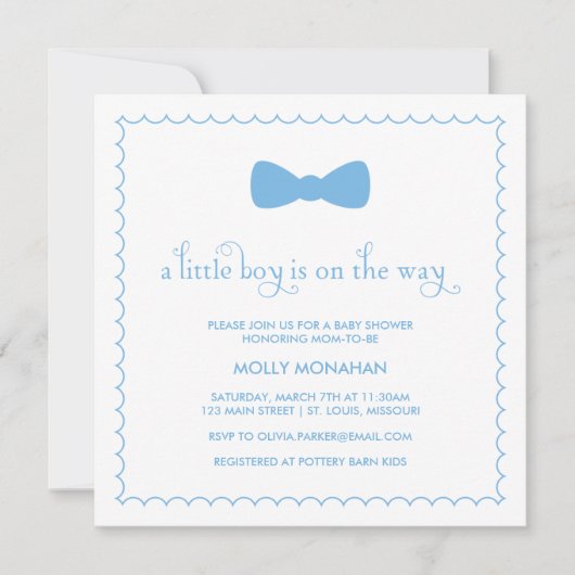 ブルーボウタイ | ベビーシャワー招待状 招待状 (正面)