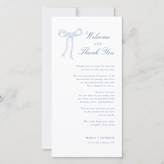 ブルーボウトイレウェルカムアンドサンキューホテル座席表 サンキューカード (正面)