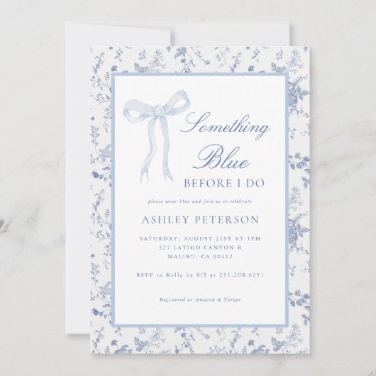 ブルーボウトイレターブブルーブライダルシャワー 招待状 (正面)