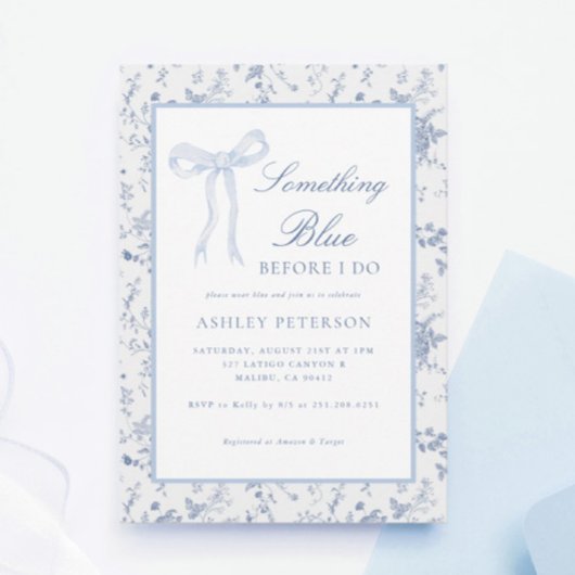 ブルーボウトイレターブブルーブライダルシャワー 招待状