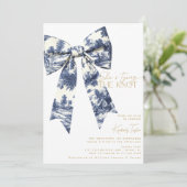 ブルーボウトイレ彼女は結び目ブライダルシャワー 招待状 (スタンド正面)