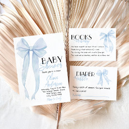 ブルーボウハンド引きボーイコケット赤ちゃんシャワー 招待状