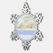 ブルーボウパステルベビー1stクリスマステンプレート スノーフレークピューターオーナメント (右)