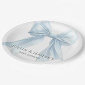 ブルーボウパーソナライズされたガールコケット赤ちゃんシャワー ペーパープレート (アングル)