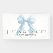 ブルーボウパーソナライズされたガールコケット赤ちゃんシャワー 横断幕 (横)