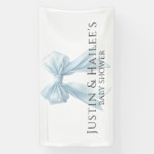ブルーボウパーソナライズされたガールコケット赤ちゃんシャワー 横断幕 (縦)