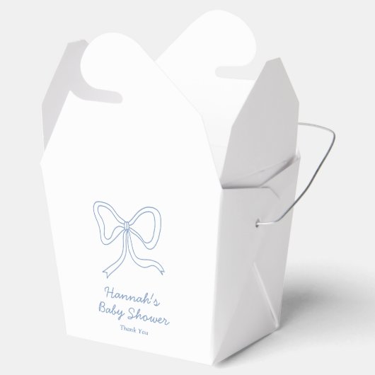 ブルーボウパーソナライズされたコケットリボンベビーシャワー フェイバーボックス (オープン)