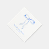 ブルーボウパーソナライズされたベビーシャワー水彩色 スタンダードカクテルナプキン (角)