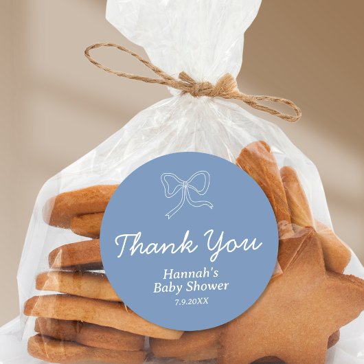 ブルーボウパーソナライズされたリボン赤ちゃんシャワー特典 ラウンドシール