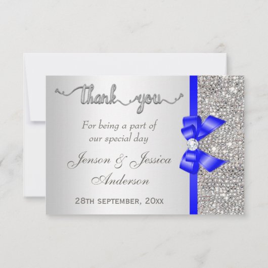ブルーボウフェイクシルバーシーキンズ、ありがとう結婚ズ サンキューカード (裏面)