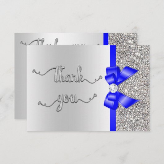 ブルーボウフェイクシルバーシーキンズ、ありがとう結婚ズ サンキューカード (正面/裏面)