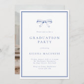 ブルーボウフォーマルフォト卒業パーティー 招待状 (正面/裏面)