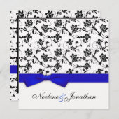 ブルーボウフラワーウェディング招待状 招待状 (正面/裏面)