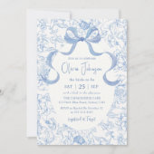 ブルーボウフローラチノワセリーブライダルシャワー 招待状 (正面)