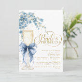 ブルーボウフローラパール&プロセッコブライダルシャワー 招待状 (スタンド正面)