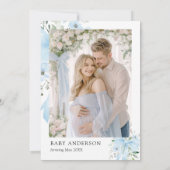 ブルーボウフローラベビーイン開花ボーイベビーシャワー 招待状 (裏面)