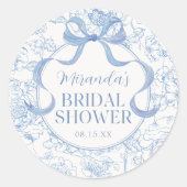 ブルーボウフローラChinoiserieブライダルシャワーシール ラウンドシール (正面)