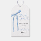 ブルーボウブライダルシャワーありがとう、メッセージカード ギフトタグ (正面)