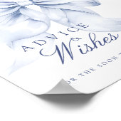 ブルーボウブライダルシャワーアドバイス&ウィッシュズテーブルサイン ポスター (角)